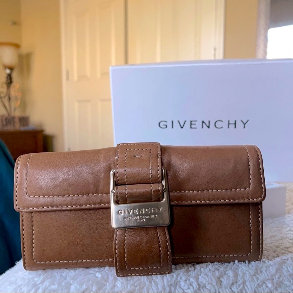Givenchy Buckle Snap Leather Long Wallet